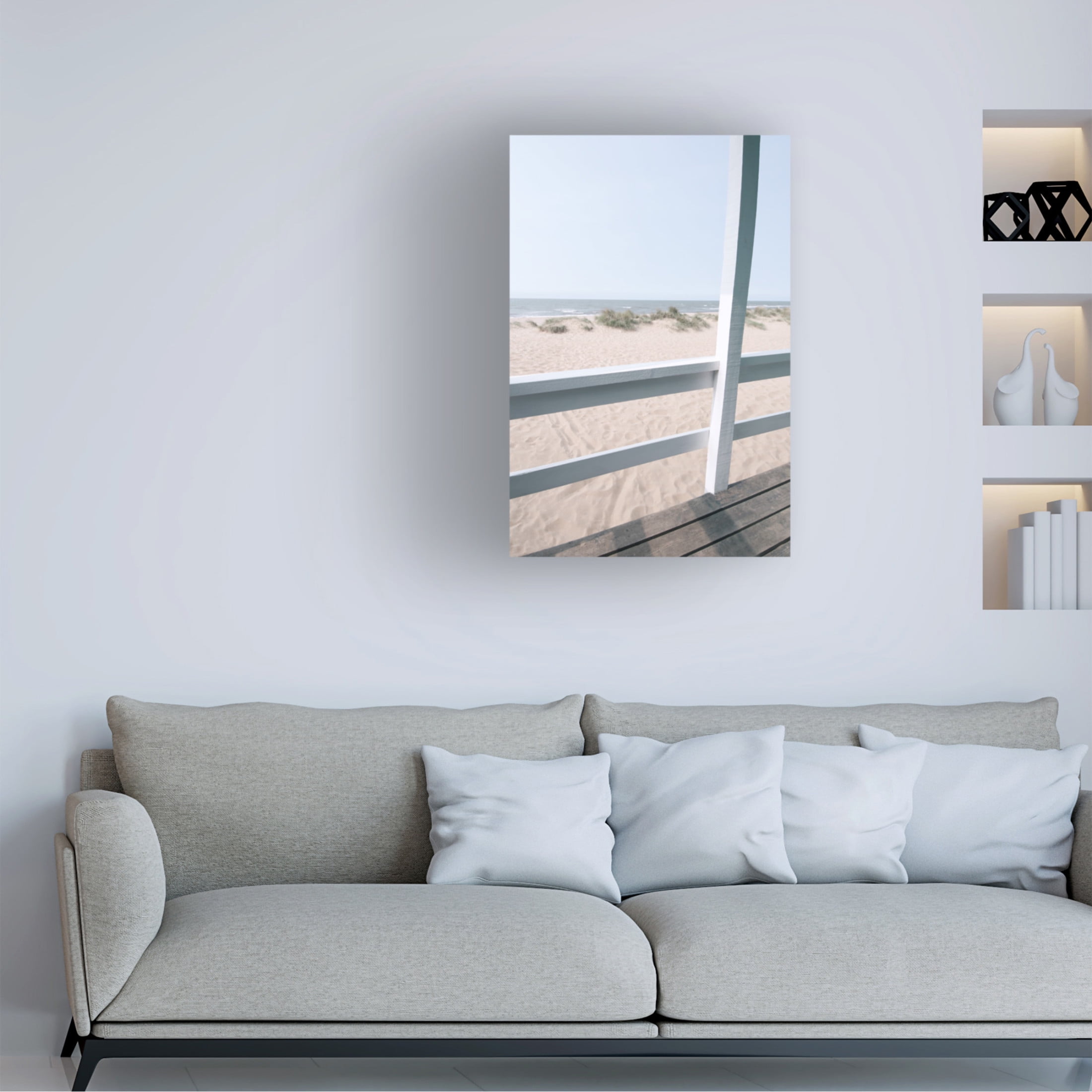 Canvas Wall Art - Tom Quartermaine 'View from Beach Hut' Wall Art for Living Room, Bedroom, or Office Décor by Trademark Fine Art - 30 x 47 Inches