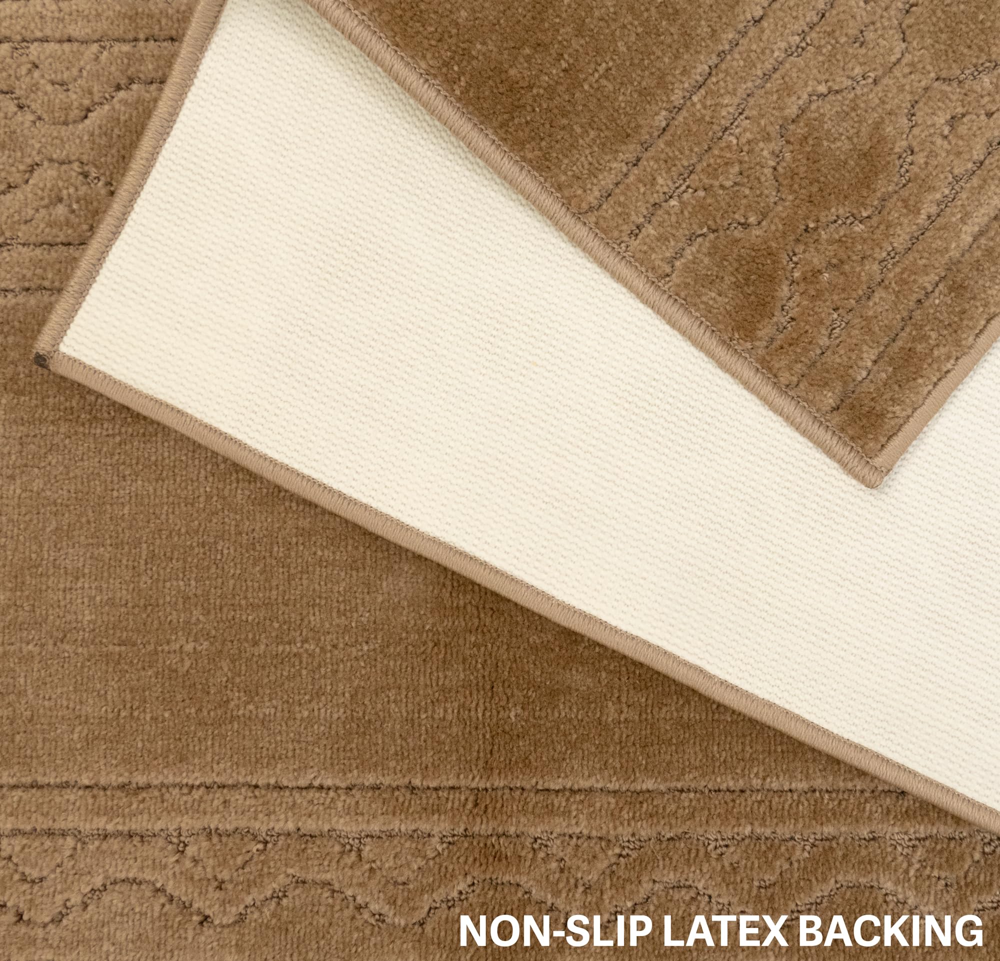 Custom Size Anti-Slip Machine Washable Soft Pile Moroccan Trellis Beige Runner Rugs ( 17' x 26")
