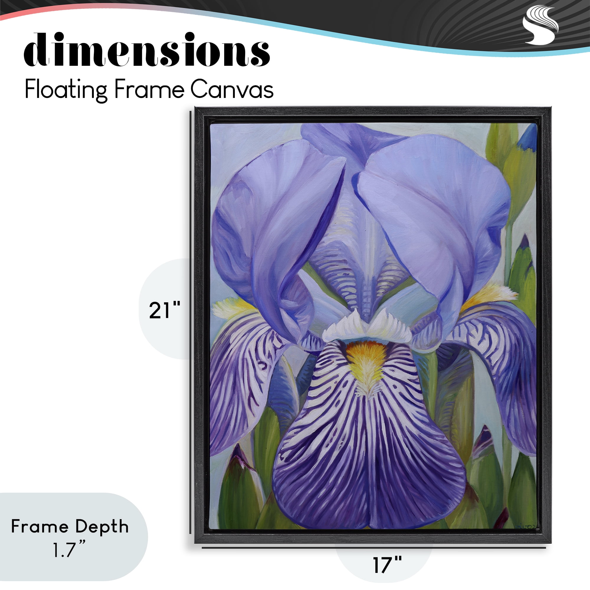 Stupell Industries Blooming Purple Iris Petals Black Framed Floater Canvas Wall Art, design by Violeta Vollmer