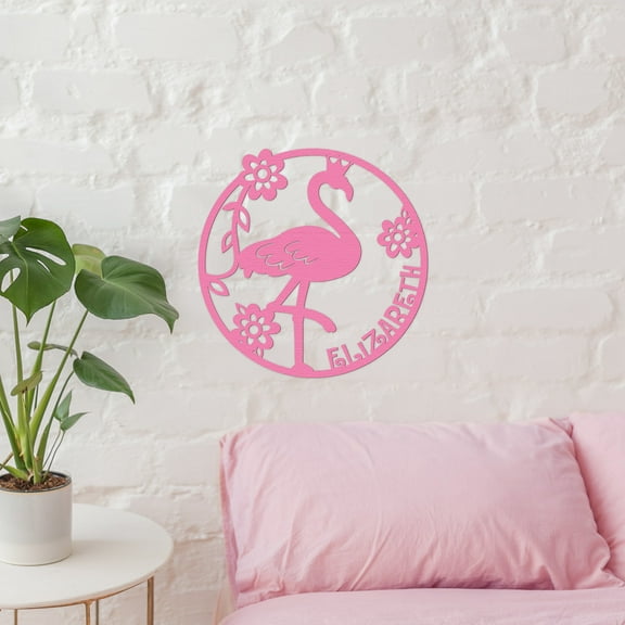 Pink Flamingo Wood Plaque