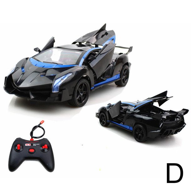 Coche de control remoto de cinco vías, tres puertas, un botón, escala 1:18, modelo de coche de juguete para niños, coche de control remoto inalámbrico eléctrico para carreras de drift.
