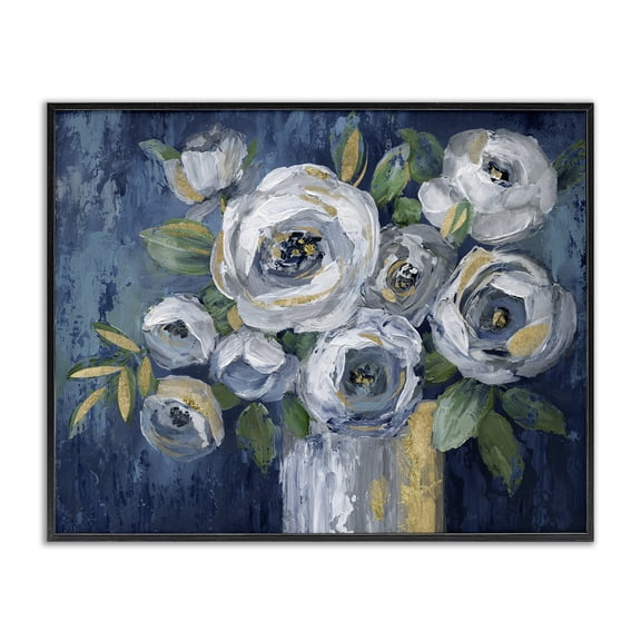 Stupell Industries Traditional Traditional White Peonies Flower Bouquet Black Framed Giclee Art, 14 x 11, by Nan