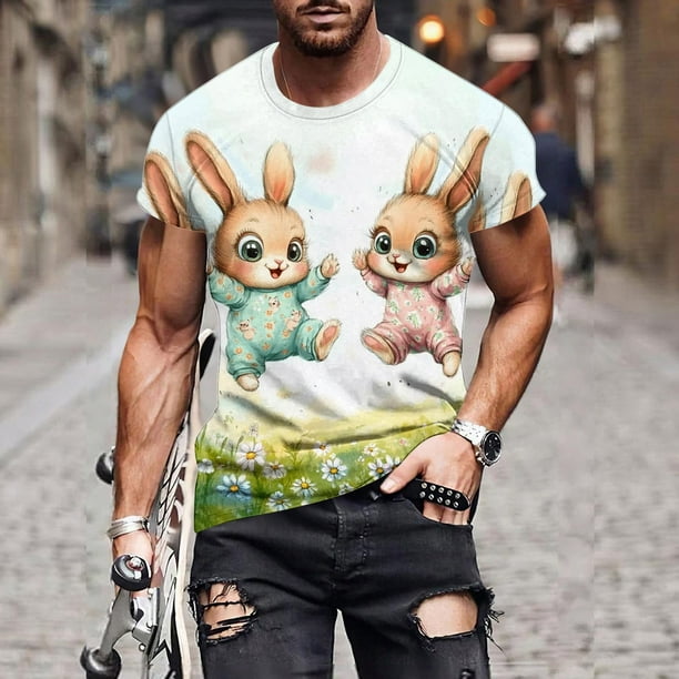 Tops para hombre, blusas y camisas de manga corta con cuello redondo para hombre, jersey informal con cuello redondo y estampado de Pascua para hombre, camisetas deportivas de manga corta, blusas de p