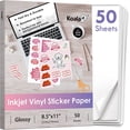 thumbnail image 1 of SHIQI-Koala Printable Vinyl Sticker Paper for Inkjet Printer - 50 Sheets White Glossy Sticker Paper, Waterproof Sticker Printer Paper 8.5x11 Inch, Tear-Resistant, Removable, 1 of 4