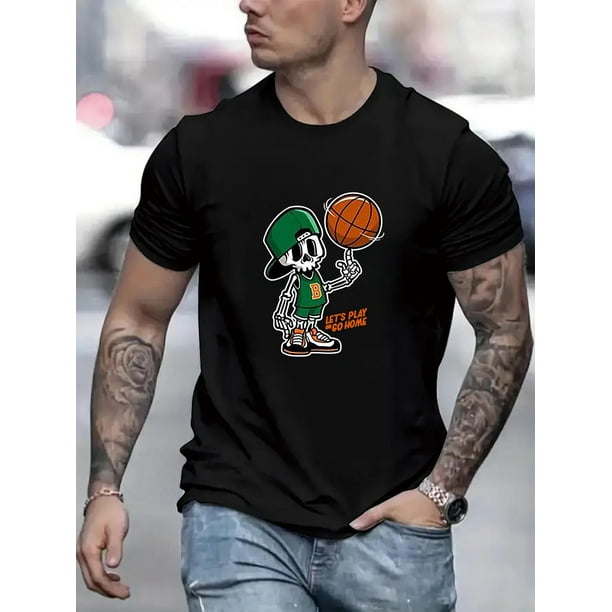 Men's Cotton Knit Casual T-Shirt with Crew Neck - Novelty Graphic, Short Sleeve, Slight Stretch, Sports & Weekend Casual Top - Spring/Summer/Fall Season Tee For Adult, Men, Women, Teen, Teenager, Ado