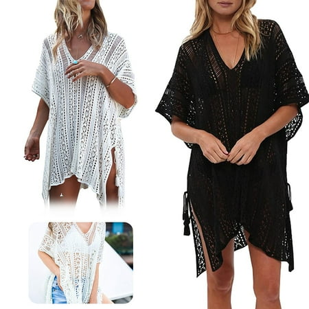 LNKOO Women s Summer Swimsuit Bikini Beach Swimwear Cover up V Neck Loose Beach Bikini Bathing Suit Cover up for Women Girls