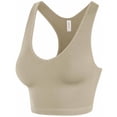 thumbnail image 2 of A2Y Women's Ribbed Seamless Workout Cropped Racerback Tank Tops Ash Mocha SM, 2 of 3