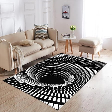OCCOA Optical Illusion 3D Rug Carpet Black White Non Slip Soft Foot Mat Cushion for Bedroom and Living Room, Visual Effect Floor Decor, Multicolor
