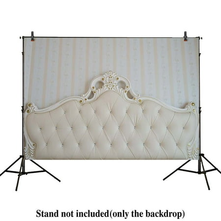 Image of 7x5ft photography backdrops Luxury white Headboard bed Newborn Baby props family photo studio booth background baby shower photocall