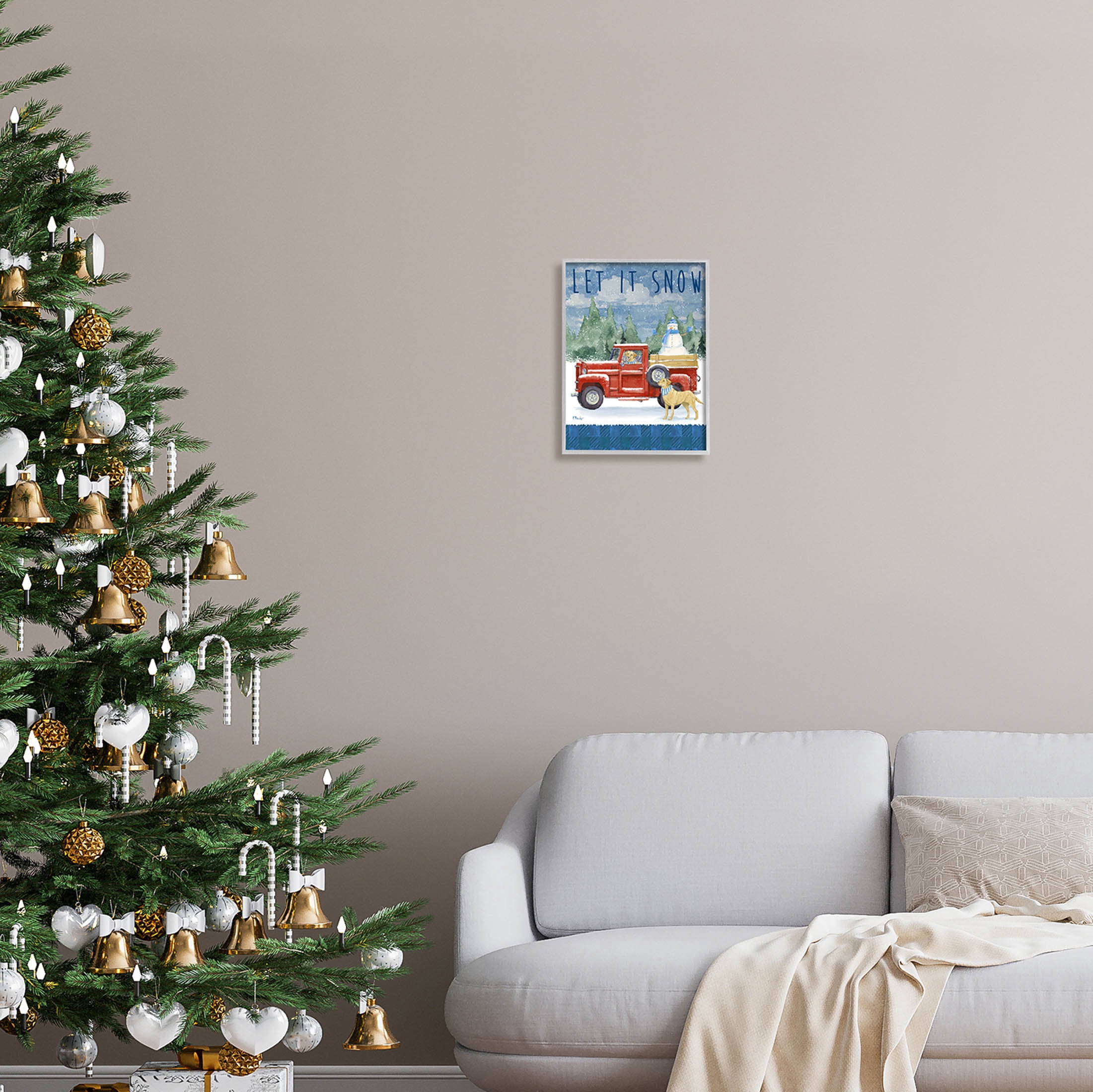 Stupell Industries Let It Snow Winter Dogs Graphic Art Gray Framed Art Print Wall Art, Design by Paul Brent