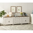 thumbnail image 2 of WAMPAT Sideboard Cabinet with 5 Drawers and 4 Doors, Vintage Wood Grain Design, Buffet Cabinet with Storage, Coffee Bar for Dinning Room, Kitchen & Living Room, Rustic White, 101 inch, 2 of 9