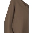 thumbnail image 3 of Jersey ZAFUL para mujer, cuello en V, manga larga, color café M, 3 of 6