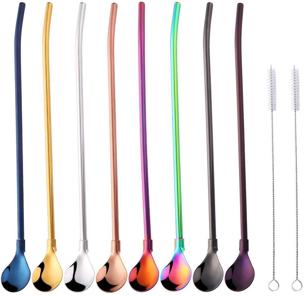 Do Buy 8 PCS Spoon Straws Drinking Spoon for Frozen Drink, Milkshake