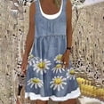 thumbnail image 1 of IDALL Robes d'Été, Robes d'Été pour Femmes Plage Printemps Imprimé Rayé Robe Mignonne Robe Décontractée Sans Manches Robes Décontractées, Robe de Plage, Robes Petites Jaunes 2TG, 1 of 4