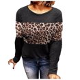 thumbnail image 1 of Women Soft Smart Individually Round Collar Printing Long Sleeve Polyester Top Blouse Shirt(Black,M), 1 of 4