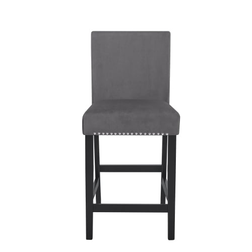 Cterwk Velvet Counter Stool for Home, Bar, Dining Room, Set of 2, Gray