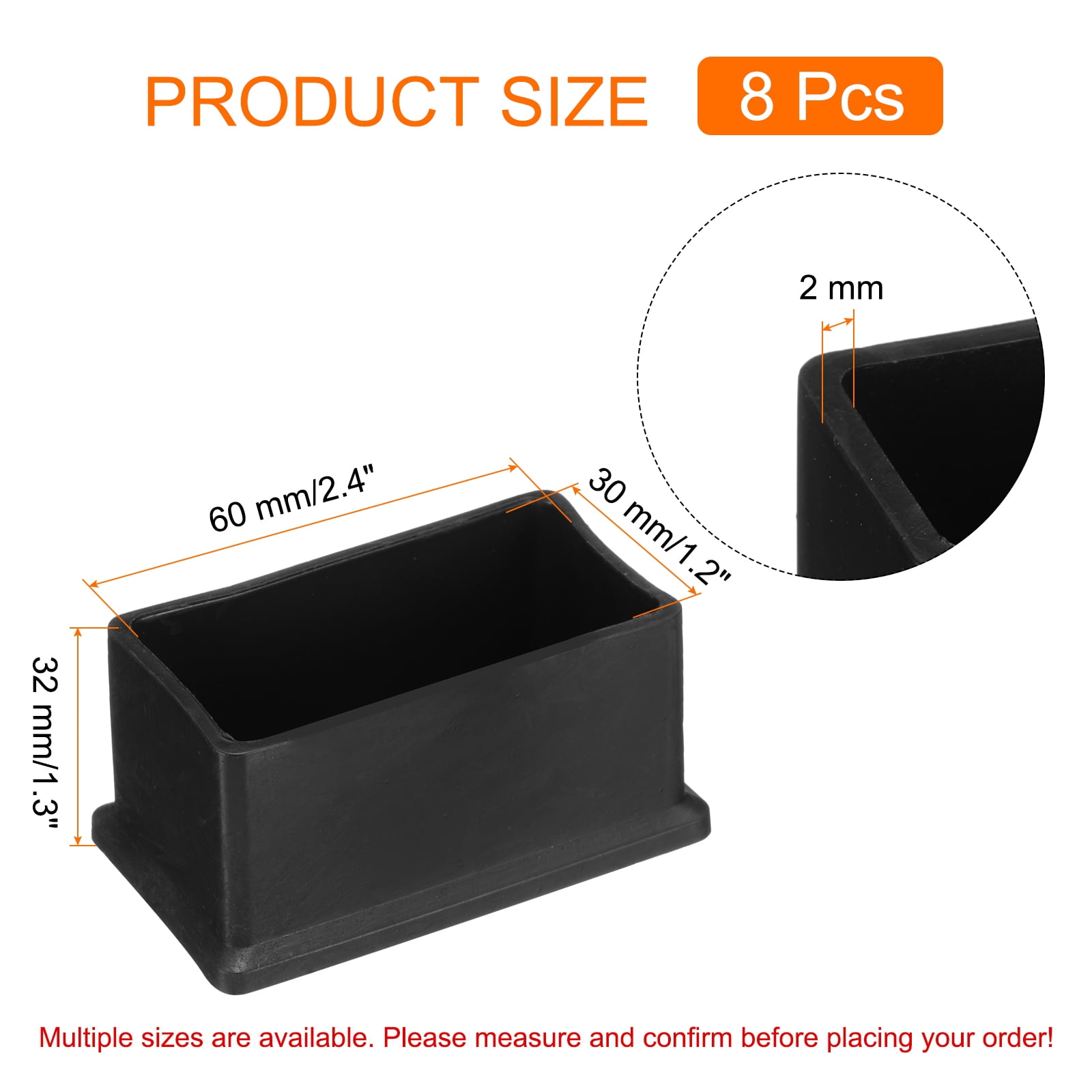 Unique Bargains Rectangle Chair Leg Caps for Floor Protection 2.36"x 1.18"x1.26"