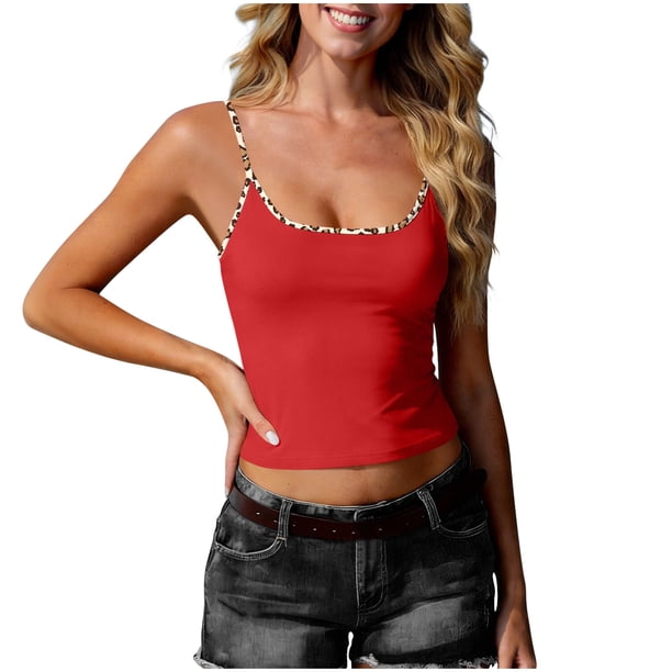 Camisetas de Verano para Mujeres sin Mangas Impresas con Cuello en U Camisetas de Verano de Moda