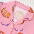 thumbnail image 4 of Elegyee Girl's Halloween Pajama Set Pumpkin Print Short Sleeves Top Shorts Kids Loungewear, Pink, Size 7-8, 4 of 8