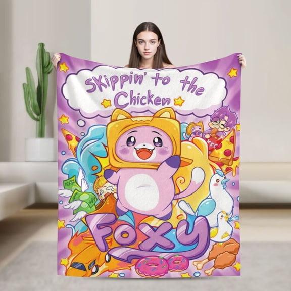Happy Lanky Cartoon Box Cozy Flannel Blanket, Have an Amazing Day! Soft Throw Blanket For Dorm, Nap, Home Decor, All Seasons