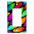 thumbnail image 2 of Metal Light Switch Plate Outlet Cover (Feather Colorful - Single Rocker), 2 of 2