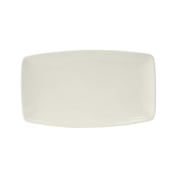 Tuxton China AMU-559 Plate, 12-1/8" x 7", rectangular, tapered ends, microwave & dishwasher safe, oven proof, fully vitrified, lead-free, ceramic, AlumaTux, Specialty, Pearl White, Pack of 12
