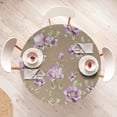 thumbnail image 4 of Ambesonne Flowers Vintage Fitted Round Tablecloth, Cottagecore Floral, 36"- 40" Diameter, Lavender Warm Taupe, 4 of 5