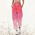 thumbnail image 2 of Printed Drawstring Trousers Women's Loose Fit Casual Pants with Pockets, Wide Leg Palazzo Pants Lounge Pants, Streetwear Aesthetic Gifts for Women | Sopatenor,Hot Pink XL, 2 of 7