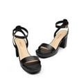 thumbnail image 4 of BURUDANI Women's Block Heel Sandals High Block Heels Chunky Dress Shoes BLACK-PU Size 8.5, 4 of 10