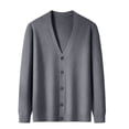 thumbnail image 5 of LYSMORA Men's V Neck Button Front Knit Cardigan Long Sleeve Rib Cuff Sweater for Daily Outings and Casual Meetups, 5 of 5