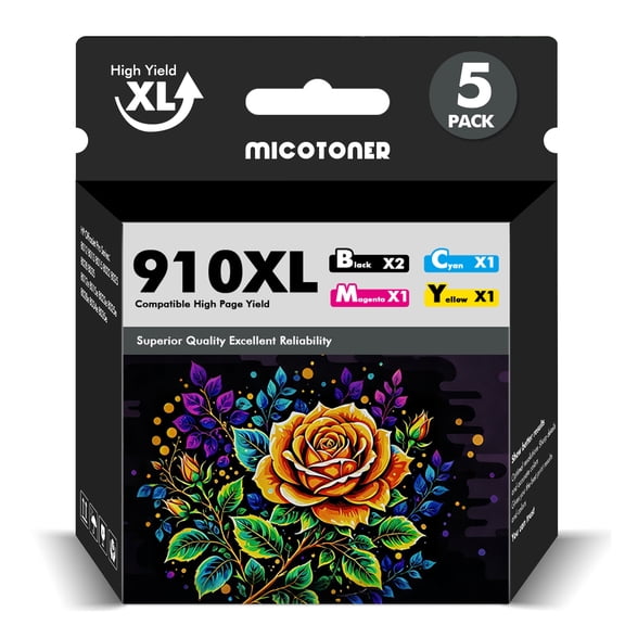 Ink Cartridge 910XL 910 Compatible for HP officejet 8010e 8015e 8018e 8022e officejet pro 8020e 8025e 8028e 8030e 8035e (Black x2, Cyan x1, Magenta x1, Yellow x1)