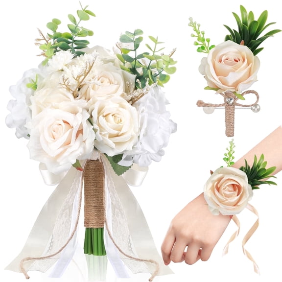 Ayieyill 11.5 inch Wedding Bouquets for Bride and Bridesmaids, Tossing Artificial Flower Bouquets for Wedding Decorations