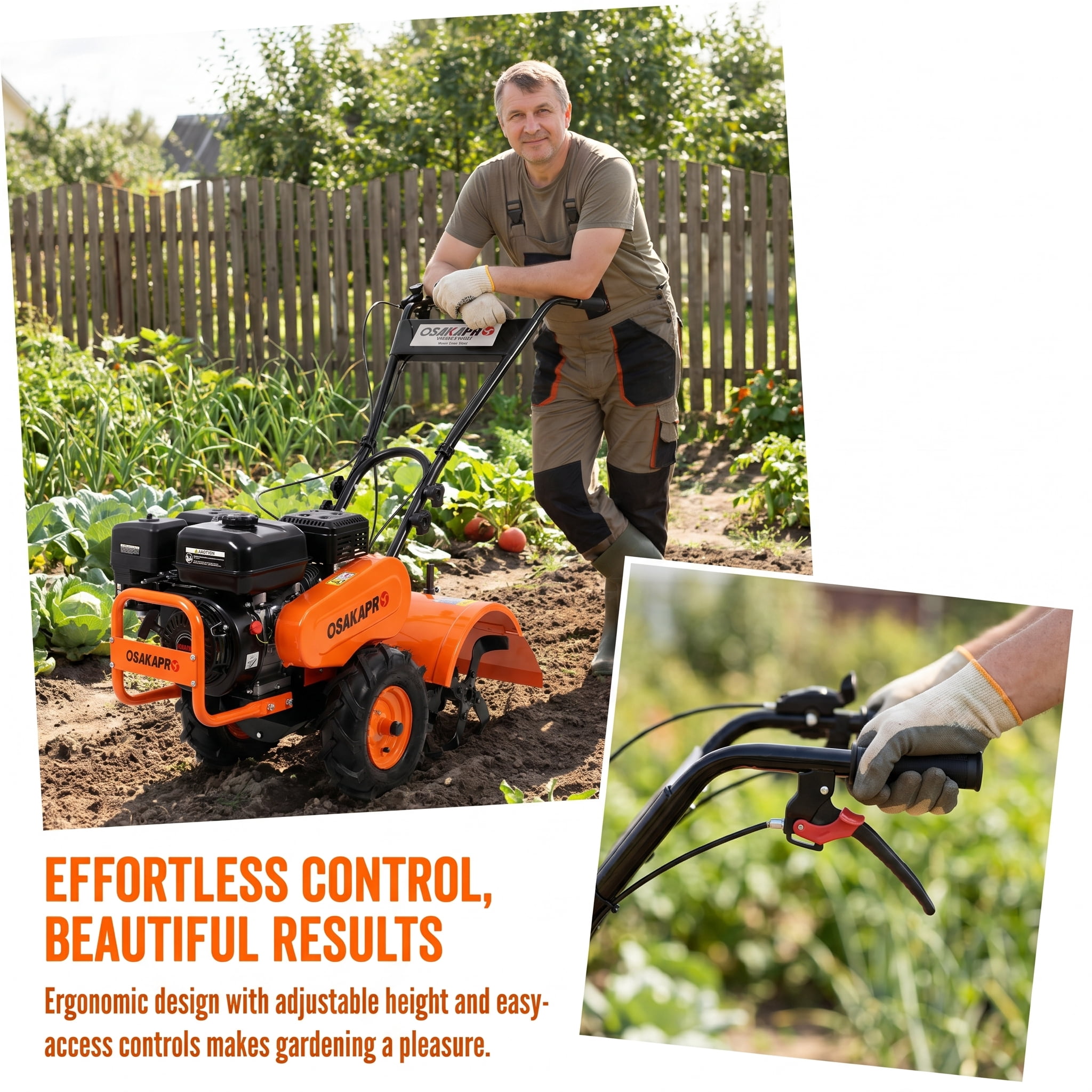 Heavy Duty Rear Tine Tiller 7HP 212CC Gas Powered Cultivator 20 Inch Wide 8 Inch Deep Garden Tiller for Yard Soil Prep Vegetable Beds and Gardening