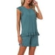 thumbnail image 4 of INSPIRAR CHIC Conjuntos de Pijamas de Dos Piezas para Mujeres con Mangas de Volantes y Pantalones Cortos XS Verde Pavo Real, 4 of 5