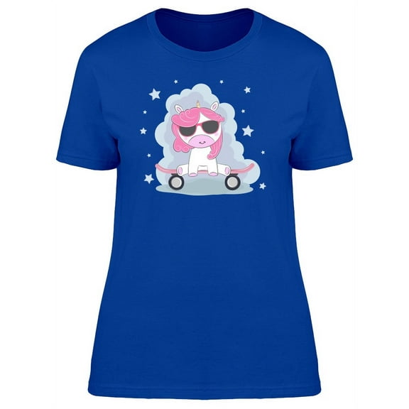 Pink Unicorn On Skateboard T-Shirt Women -Image by Shutterstock, Female XX-Large
