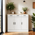 thumbnail image 4 of DIYART 43.3" W Buffet Cabinet, Coffee Bar Cabinet with 3 Drawers & 3 Doors, Kitchen Buffet Sideboard for Living Room, Kitchen, White, 4 of 7