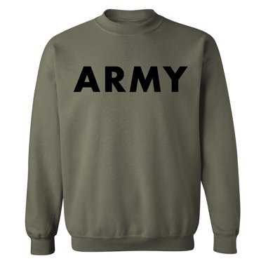 Army Crewneck Sweatshirt – Military Green, Men's S-3X, Heavyweight Fleece