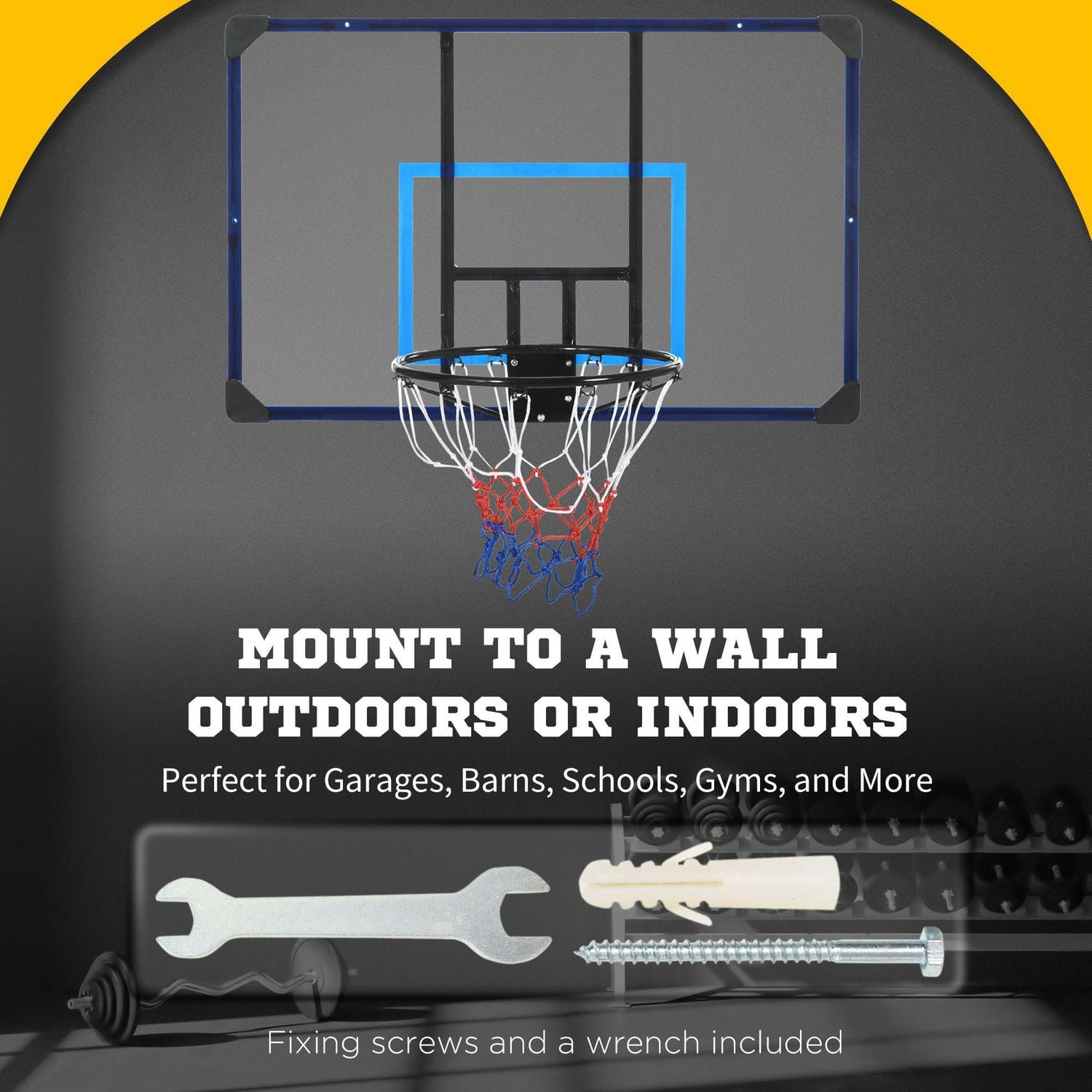 Soozier Mini Hoop, Wall Mounted Basketball Hoop for Indoor and Outdoor Use