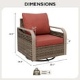 thumbnail image 2 of EAGLE PEAK 4 Piece Wicker Outdoor Rocking Chairs with Cushions, Rattan Swivel Rocker Patio Chairs for Backyard Deck Porch & Garden, Brown/Red, 2 of 8