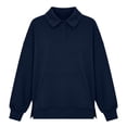thumbnail image 5 of Fashion Sweatshirts for Women Oversized Sweatshirt Long Sleeve Button With Kangaroo Pocket Side Slit Loose Tops, 5 of 8