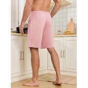 ANLIQI Men’s Pajama Bamboo Shorts Soft Sleep Shorts Comfy Lounge Pants with Pockets (Pink&Olive Green,L)