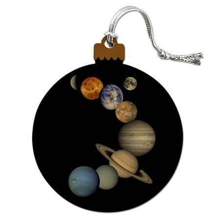 Mercury Glass Christmas Tree Ornaments Solar System Planets Mercury Venus Mars Earth Moon Jupiter Saturn Uranus Neptune Wood Christmas Tree Holiday Ornament ()