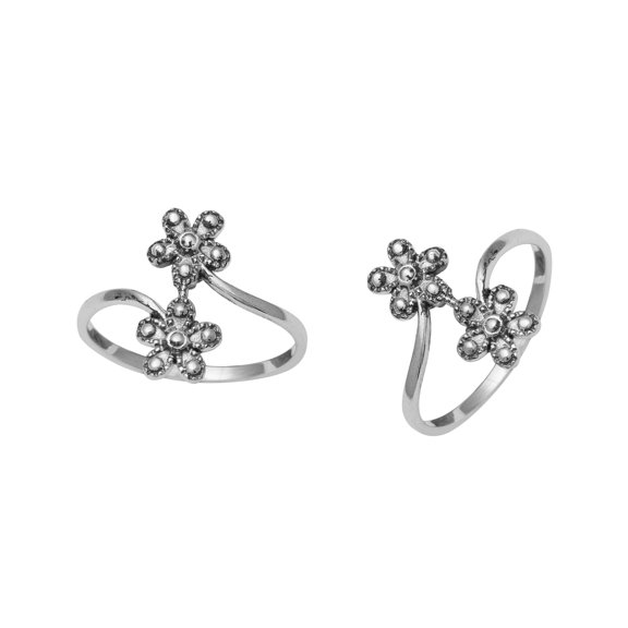 Mooneye Floral Style Comfortable Toe Ring 925 Sterling Silver Adjustable Women Toe Ring