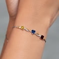 thumbnail image 4 of Gem Stone King 925 Silver and 10K Yellow Gold Yellow Citrine Blue Created Sapphire Red Garnet and Lab Grown Diamond Tennis Bracelet for Women By Keren Hanan (2.45 cttw, Adjustable up To 9 inch), 4 of 4