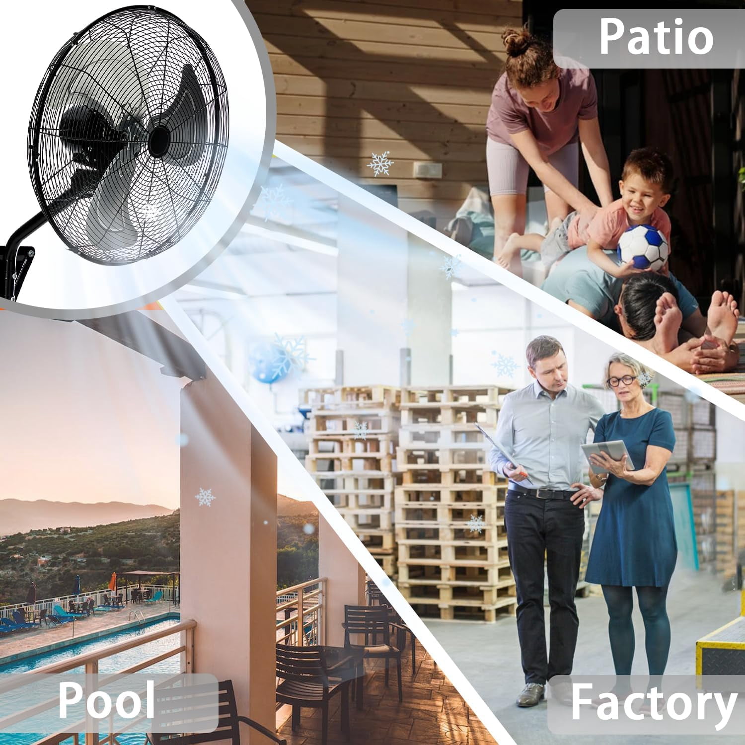 2 Pack 22inch High Velocity Wall Mount Fan, 7500 CFM Oscillating Fan, 3-Speed Heavy Duty Cooling for Garage & Workshop, Black
