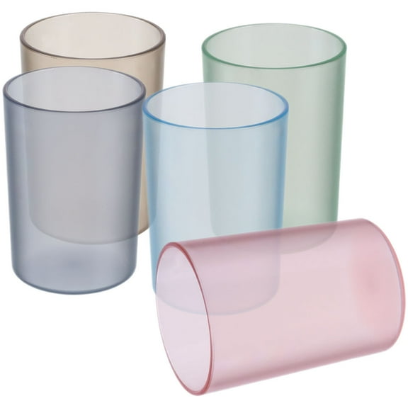 GAXIRE 5Pcs Mouthwash Cup Blue Plastic Tumbler for Household Item Bathroom Use