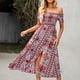 thumbnail image 1 of Vestido Bohemio Ticfox Largo con Hombros Descubiertos para Mujer Estampado Floral, 1 of 6
