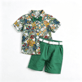 thumbnail image 2 of Baby Boy Girl Summer Outfits Floral Print Peter Pan Collar Girl Dress Kids Short Sleeve Floral Dress Matching Boy Plaid Suspender Outfit Sets, 2 of 8