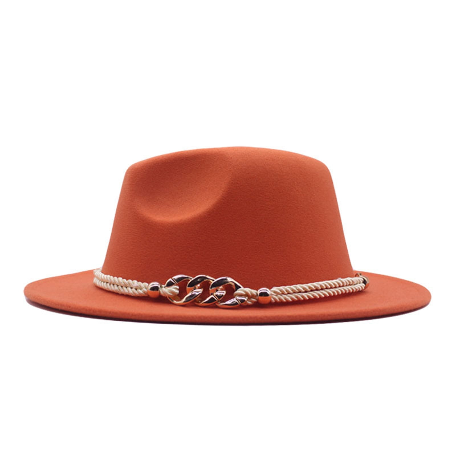 Women\'s Large Floppy Hat Chic Beachy Sun Hat Panama Belt Wool Classy Wide Fedora Women main image 2