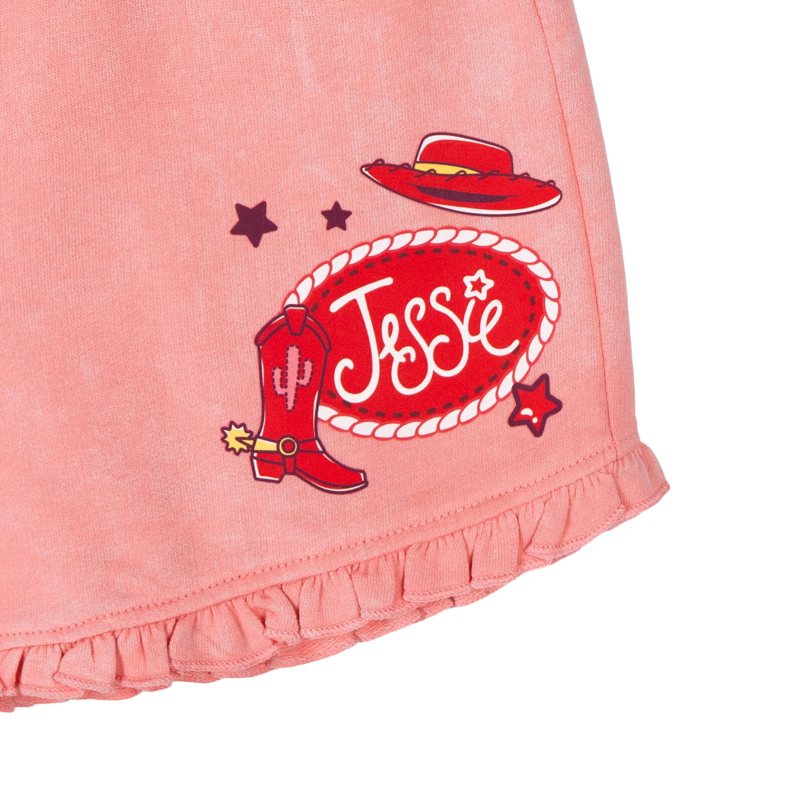 Disney Toy Story Toddler Girls' Short Sleeve Graphic T-Shirt and French Terry Shorts Set Pink Optic Wash Jessie